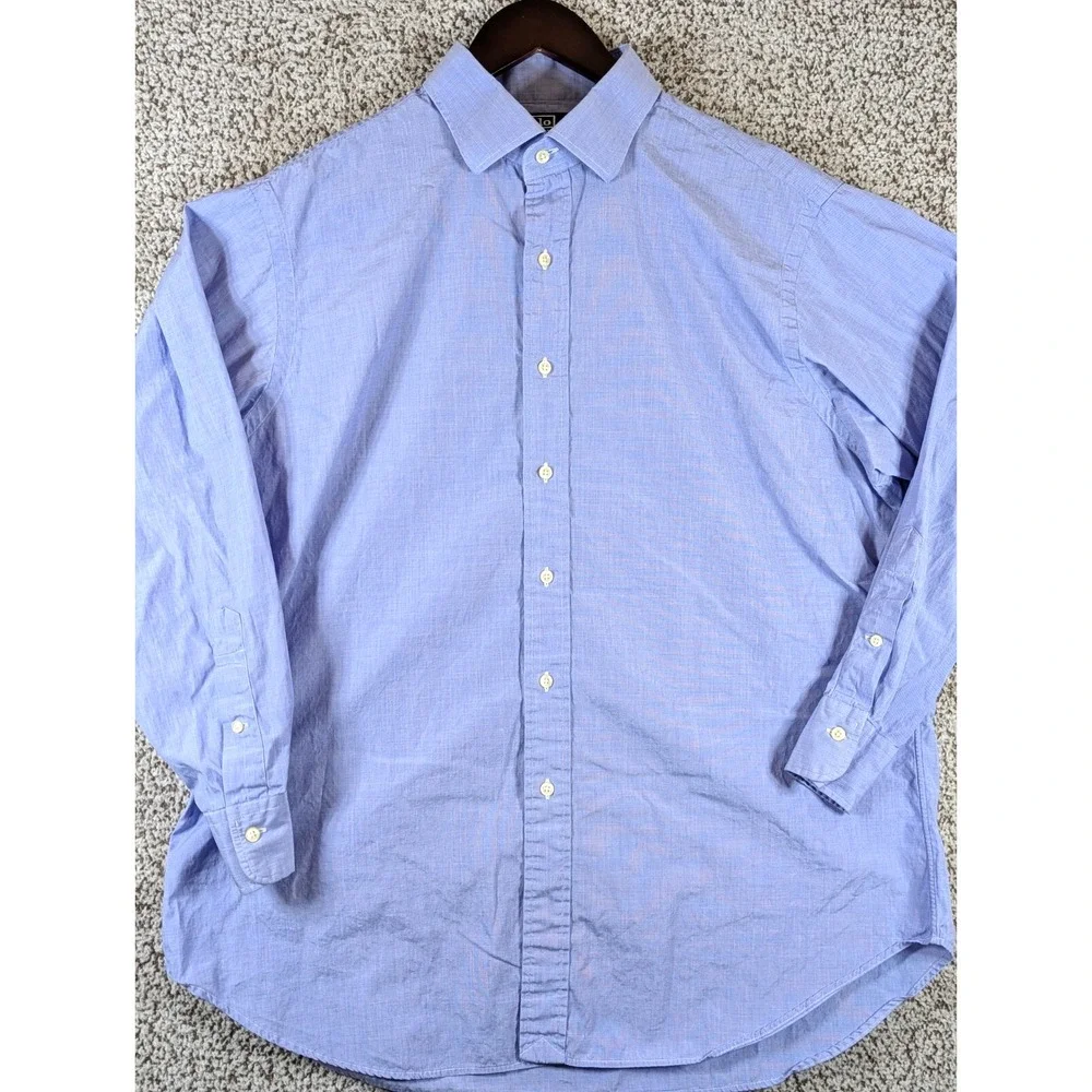 Ralph Lauren‎ Lightweight Button Down Shirt Men's Size 17 32/33 Blue L/S Flaw
